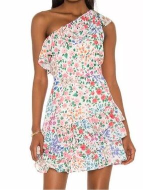 NWT Yumi Kim Skylar One-Shoulder Floral Ruffle Mini Dress in Kingston size 4-6